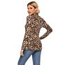 Spring Light Temperament Hedging Half High Collar Slim Leopard Print Long Sleeve T-Shirts for Women