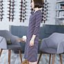 Spring V-Neck Stripe Wrap Hip Dress Medium Length One-Step Skirt Bottom Dress Knee Length Skirt for Woman