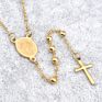 St Benedict Gold Plated Stainless Steel Religious Long Rosaries Virgin Mary Cross Necklace Catholic Rosary