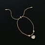 Stainless Steel 18K Gold Jewelry Woman Shell Fresh Water Pearl Bracelet Set Heart Adjustable Pendant Chain Necklace for Girls
