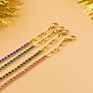 Stainless Steel Chain Link Cubic Zirconia Blue Rose Gold Silver Tennis Chain Iced Out Crystal Cz Diamond Tennis Bracelet