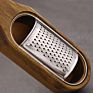 Stainless Steel Cheese Grater with Removable Acacia Wood Collector Cheese Grater with Box Cheese Tools Server