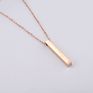 Stainless Steel Engraved Logo Square Strip 3D Gold Plated Vertical Personalized Bar Pendant Necklace