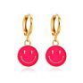 Stainless Steel Happy Face Pendent Huggie Earrings Macaron Smiley Hoop Earring Multi Culor Happy Face Pendent Earrings for Girls