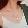 Stainless Steel Personalized Engraving Name Inspirational 3D Vertical Bar Necklace