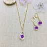 Stainless Steel Resin Dried Flower Necklace Jewelry Sets,Teardrop Pressed Flower Pendant Necklace for Children Women Jewelry