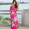 Strapless Tube Top Floral Print Dress Bohemian Stytle Flowing Slash Neck Long Dress