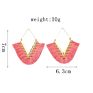 Style Alloy Geometric V-Shaped Color Flower Vintage Women Spring Female Boho Tassel Hoop Earrings