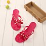 Style Cool Slippers Flat with Bow Rivet Slippers Women's Flip-Flops Garden Jelly Beach Cool Slippers