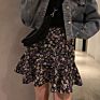 Style Package Hip Skirt Slim Casual Mini Floral Stitching Women Short Fishtail Skirt