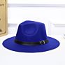 Style Woollen Hat Big Brim Buckle and British Pu Leather Belt Fedora Hat for Ladies