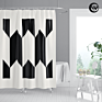 Sublimation Geometry Pattern Bathroom Shower Curtain, Washable 100% Polyester White Bathroom Curtains/