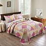 Superfine Fiber Embroidered Stitching Bed Cover Three Piece Home Quilts Washable