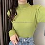 Sweater Women Autumn Pullover Sweaters Soft Stretch Ribbed Knitted Sweater Mock Neck Basic Casual Knit Tops