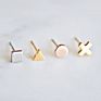 Teen Girls Minimalist Simple Style Triangle Shape Geometric Small 14K Gold Stud Earring Stainless Steel