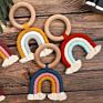 Weave  beech wood ring Rainbow teethers