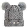 Toddler Cat Embroidery Kids Beanie with Furry Lining