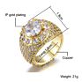 Trend Brass Diamond Bling Gold Plated Iced Out Cubic Zircon Brass Cuban Link Chain Gold Plated Finger Bling Ring