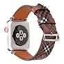 Tschick Band for Apple Watch, [Plaid Lattice Pattern] Leather Watch Strap Replacement Wristband for Apple Watch Series 4 3 2 1