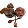 Type Kitchen Household Sugar Salt Storage Wooden Seasoning Pot with Bamboo Lid and Tray Flavouring Pot for Family