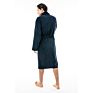 Unisex Navy Robe with Shawl Collar Warm Long Full Length Plush Soft Nightgown Bathrobe for Men