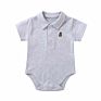Unisex Polo Collar Solid Color Triangle Rompers Short-Sleeved Attire