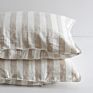Us Size Natural Stripe Linen Color Stonewashed 100% Pure Linen Sheet Set with 1 Flat Sheet 1 Fitted Sheet 2 Pillowcases