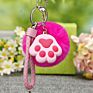 Valentine Gifts Cartoon Kitty Cat Paw Pompom Key Chain Pendant Lanyard Plush Keychain for Girl for Handbag Girly Accessories