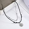 Vintage Boho Multi Layer Beads Anklets Adjustable Stainless Steel Sun Pendent Anklet for Women Jewelry