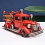Vintage Fire Truck Model Retro Figurine Iron Red Truck Vehicle Figurine Boy Gift Kid Toy Home Decor Metal Crafts