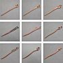 Vintage Retro Chinese Black Wooden Sandalwood Carved Long Horn Fork Pen Hairpin Wood Chopsticks Hair Sticks Pins Picks for Women