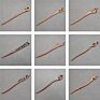 Vintage Retro Chinese Black Wooden Sandalwood Carved Long Horn Fork Pen Hairpin Wood Chopsticks Hair Sticks Pins Picks for Women