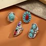 Vintage Turkish Punk Turquoise Ring 4Pcs/Set Women Boho Knuckle Ring Silver Midi Ring Sets