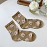 Vk606-Spring Daisy Socks Translucent Flower Stockings Ladies Tube Socks