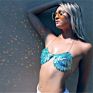 W-S460A Women Sequin Crop Top Low Cut Halter Bikini Chain Bra Top Nightclub Shiny Body Jewelry
