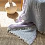 Waffle Textured Soft Fleece Large Throw Blanket with Tassels Navy Blue