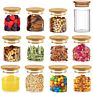 Wanuocraft Glass Food Storage Container Spice Jar with Bamboo Lids for Kitchen Use