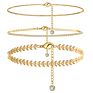 Wesparking Emo Cubic Zircon 14K Gold Silver Plated Anklet Brass Three Chains Anklets Set for Women Jewelry