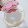 Wholesales 100% Handmade Knitted Natural Wooden Teething Ring Crochet Teether Toy Deer Rattle for Baby