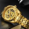 Wlisth Luxury Men Watch Gold Dragon Stainless Steel Quartz Watches Waterproof Wristwatches