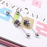 Woman Silver Plated Rose Flower Unisex Long Earrings Stainless Steel Body Piercing Jewelry Ear Studs Industrial Barbell