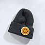 Women 15 Colors Stock Knit Beanies with Logo Smiley Face Beanie