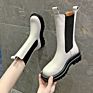 Women Ankle Boots Warm Snow Shoes Black White Boots Pu Leather Ladies Platform Booties Fur High Heels