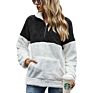 Women Autumn Leopard Print Splice Set Head Tie Dye Wool Loose Hoodie