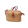 Women Box Shoulder Handmade Ladies Woven Handbags Beach Tote Straw Clutch Bag with Leather Handle