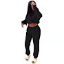 Women Clothes Sport Wear 2 Piece Set Loose Tracksuit Casual Long Sleeve Crop Top Hoodie Sweatshirt Sweat Sets