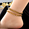 Women Foot Jewelry Gold Plated Stainless Steel Cuban Link Chain Anklet