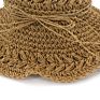 Women Hand-Crocheted Ladies Sun Visor Hat Girls Beach Straw Bucket Hats with Bowknot