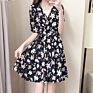 Women Lady Girls Women Short Sleeve Floral Printing Dresses V-Neck Casual Dress