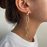 Women Long Chain Drop Opening Earrings 18K Gold Plated